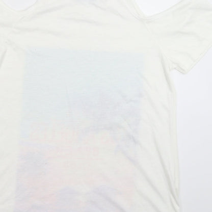 Womens UK Size 12 South White Basic T-Shirt