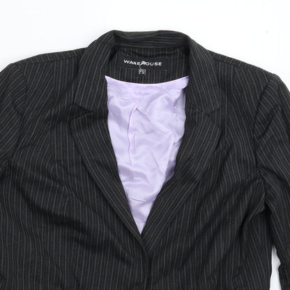 Warehouse Womens Grey Striped  Jacket Suit Jacket Size 14