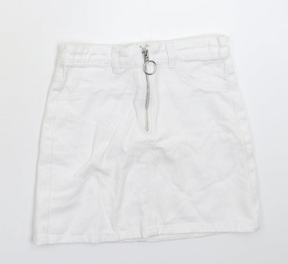 Candy Couture Girls White  Denim A-Line Skirt Size 9 Years
