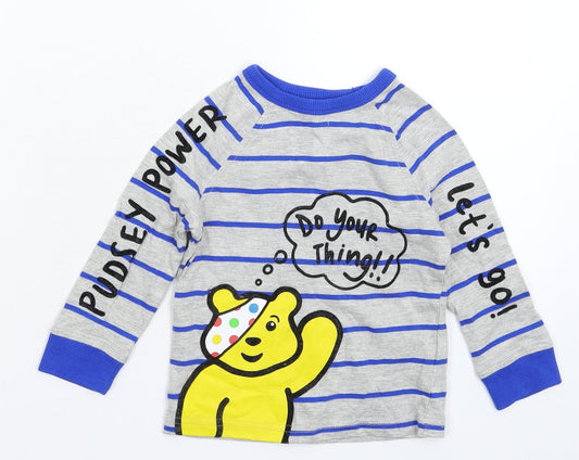 George Baby Grey Striped  Basic T-Shirt Size 12-18 Months