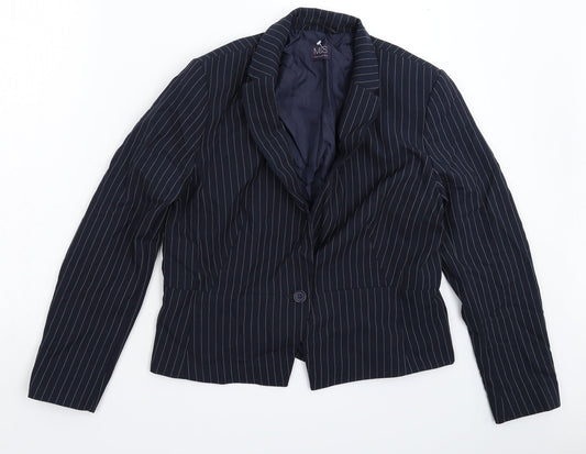 Marks and Spencer Womens Blue Striped  Jacket Suit Jacket Size 14