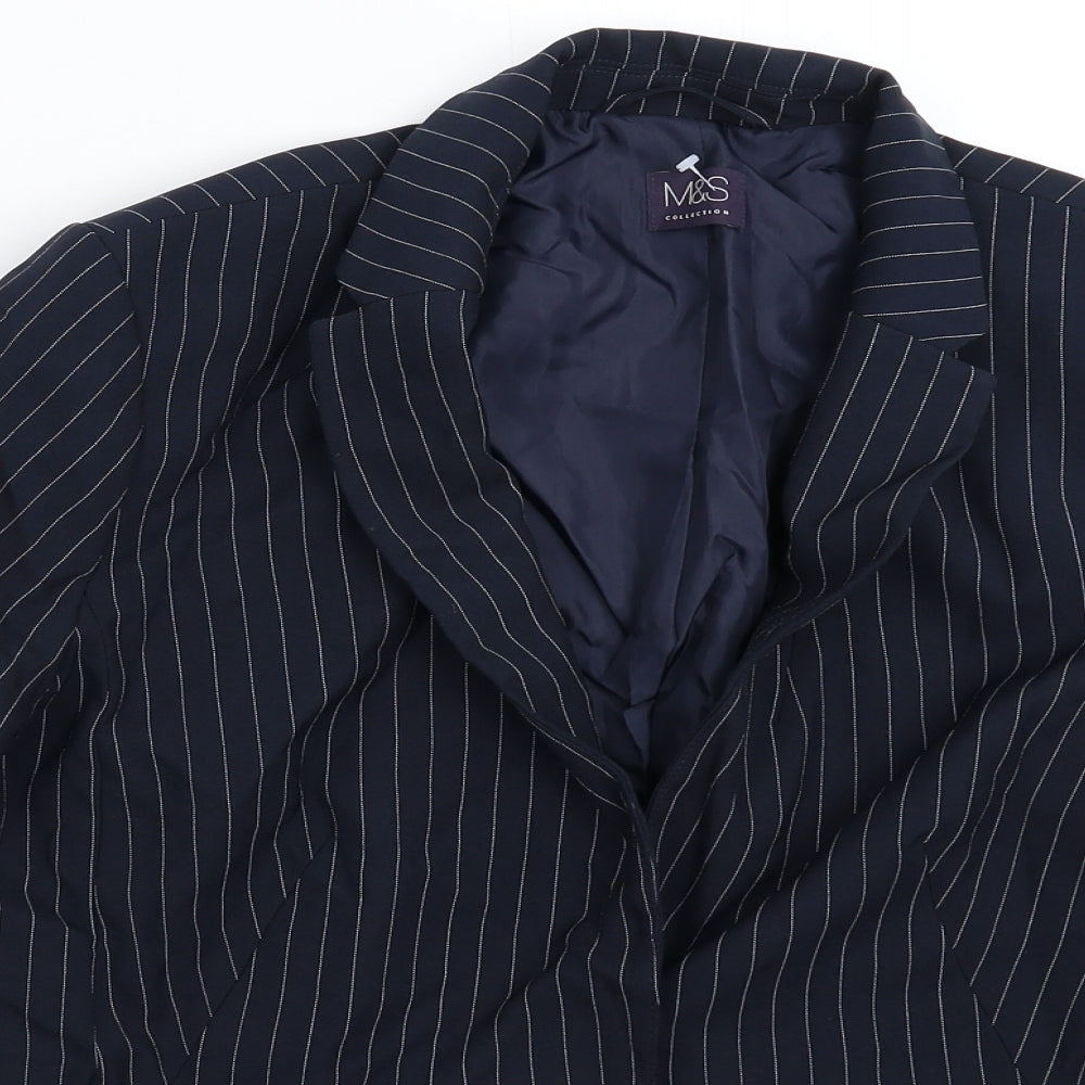 Marks and Spencer Womens Blue Striped  Jacket Suit Jacket Size 14