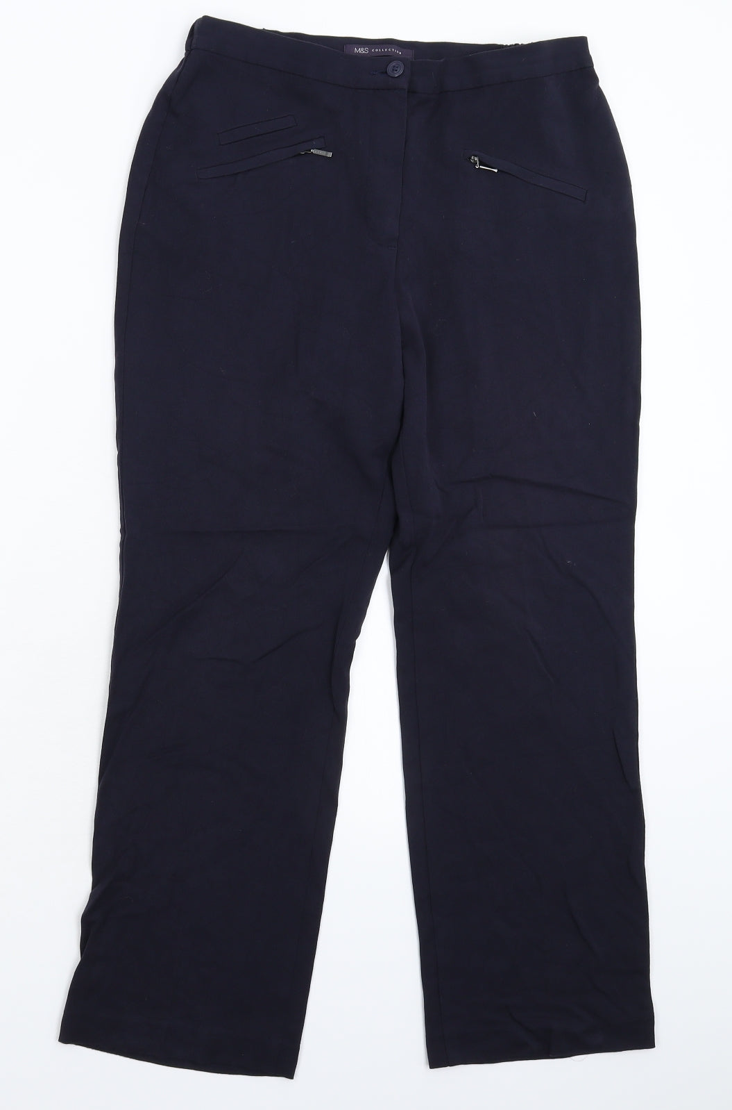 Womens UK Size 10 Marks and Spencer Regular Fit  Blue Trousers