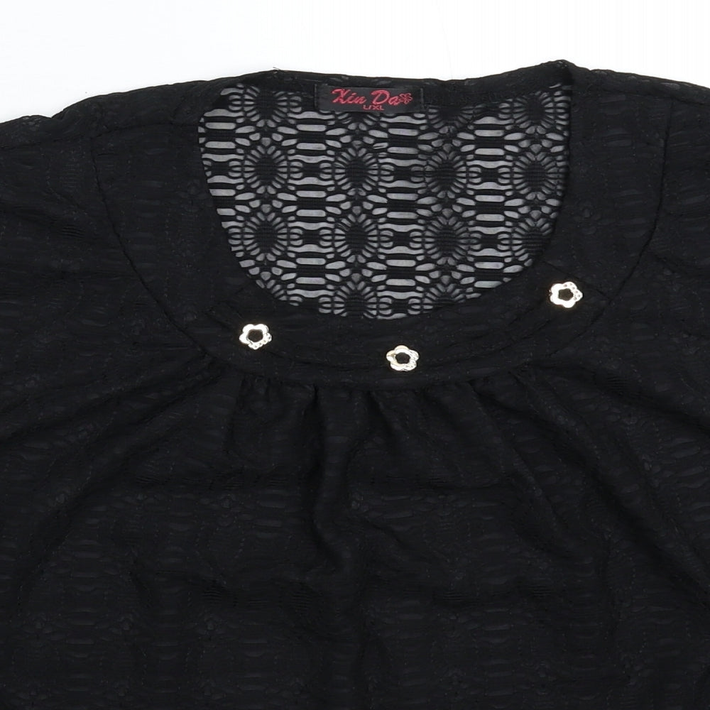 Womens UK Size XL Xin Da Black Basic T-Shirt