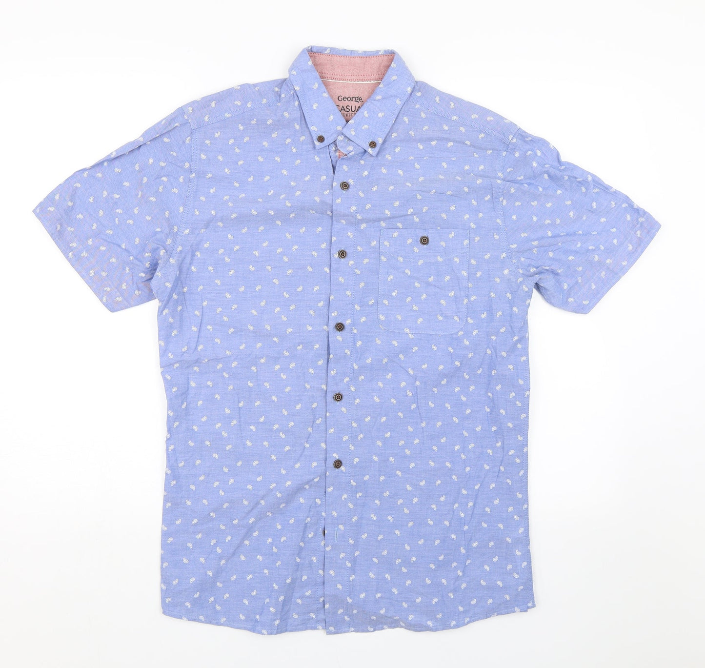 George Mens Blue Paisley   Button-Up Size S