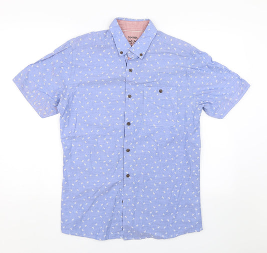 George Mens Blue Paisley   Button-Up Size S