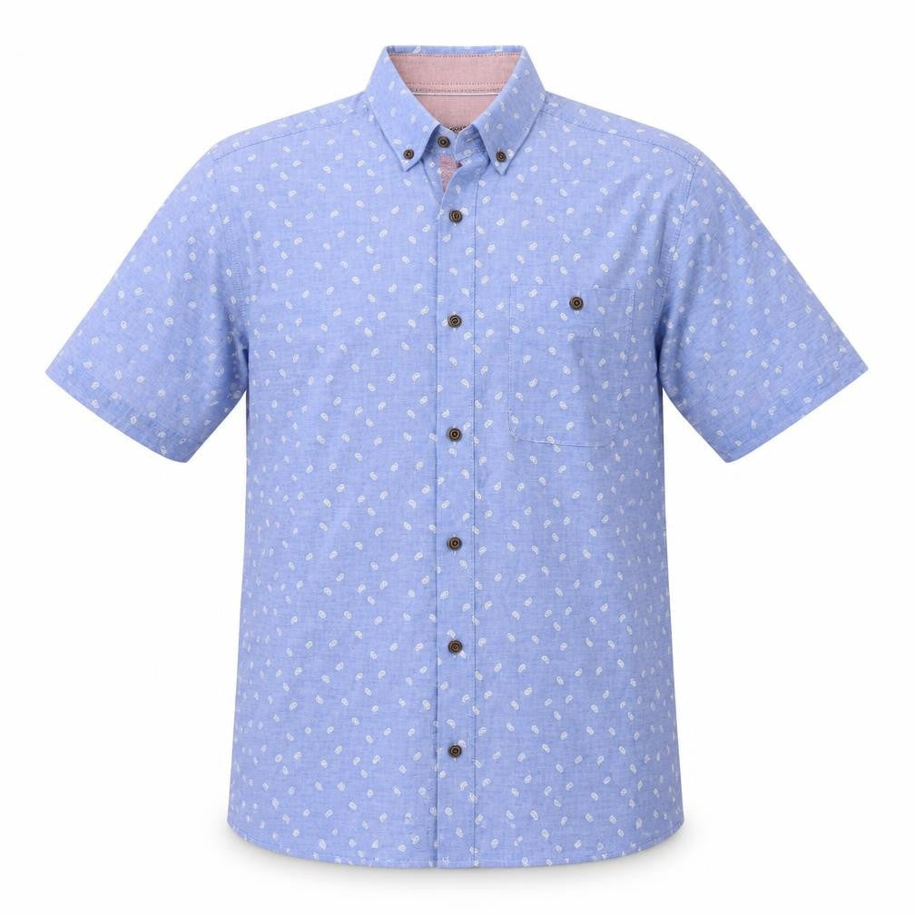 Mens UK Size S George Blue  Button-Up Short Sleeve Casual Shirt