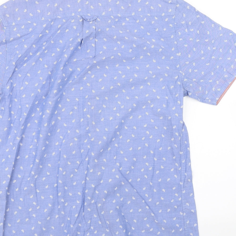 George Mens Blue Paisley   Button-Up Size S