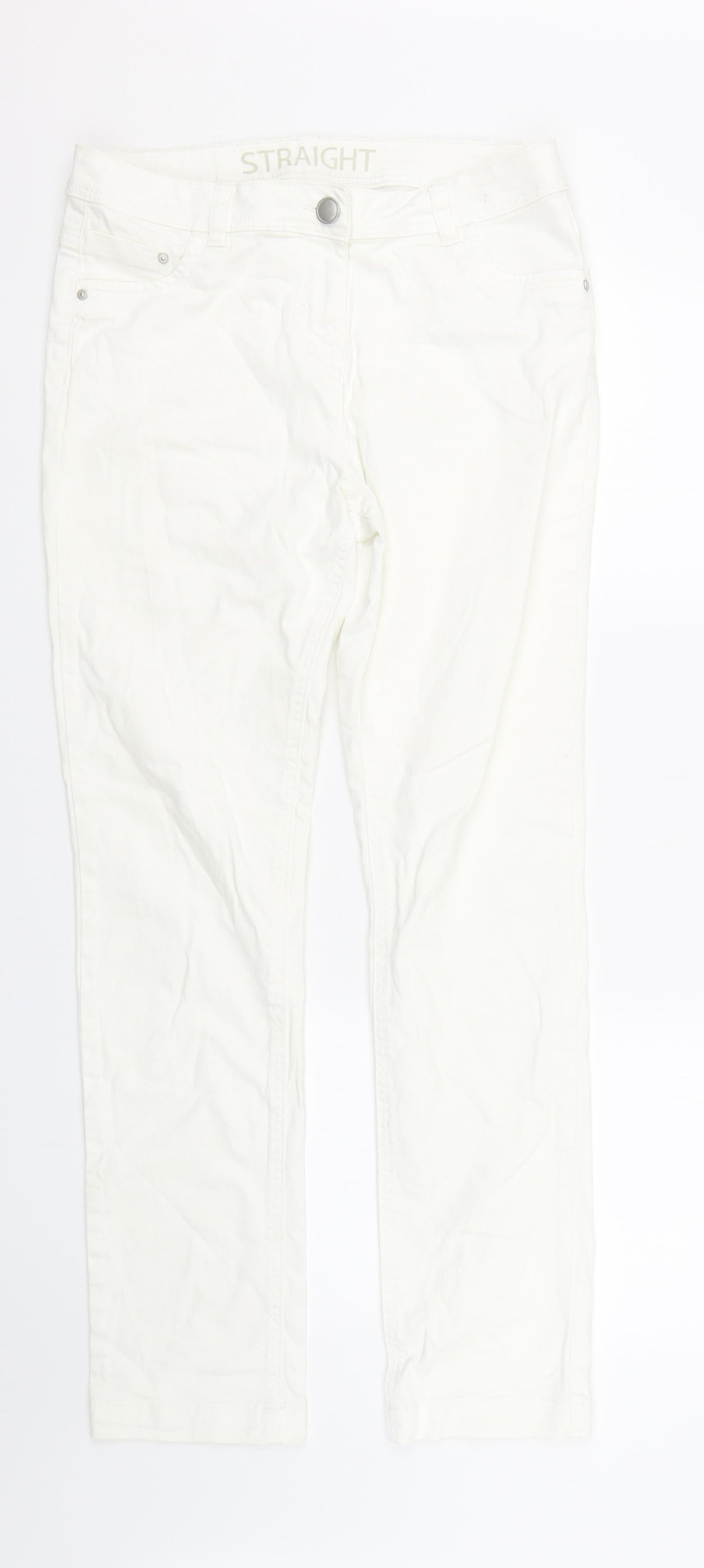 George Womens White  Denim Straight Jeans Size 10 L28 in