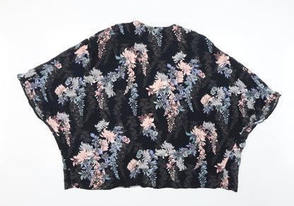 Womens UK Size 12 New Look Black Wrap Blouse