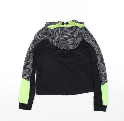 Young Dimension Girls Black Striped  Full Zip Hoodie Size 8-9 Years