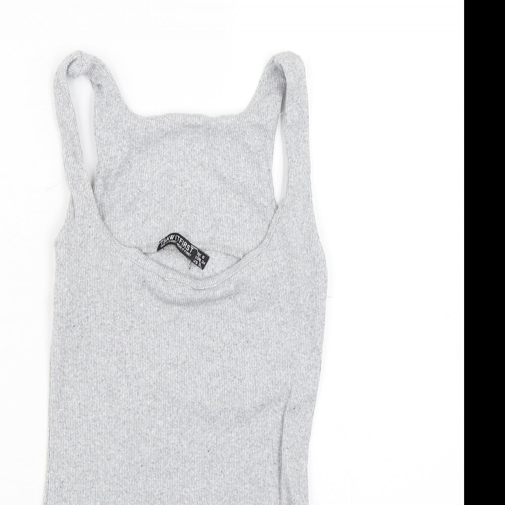 I SAW IT FIRST Womens Grey Striped  Wrap Tank Size 6