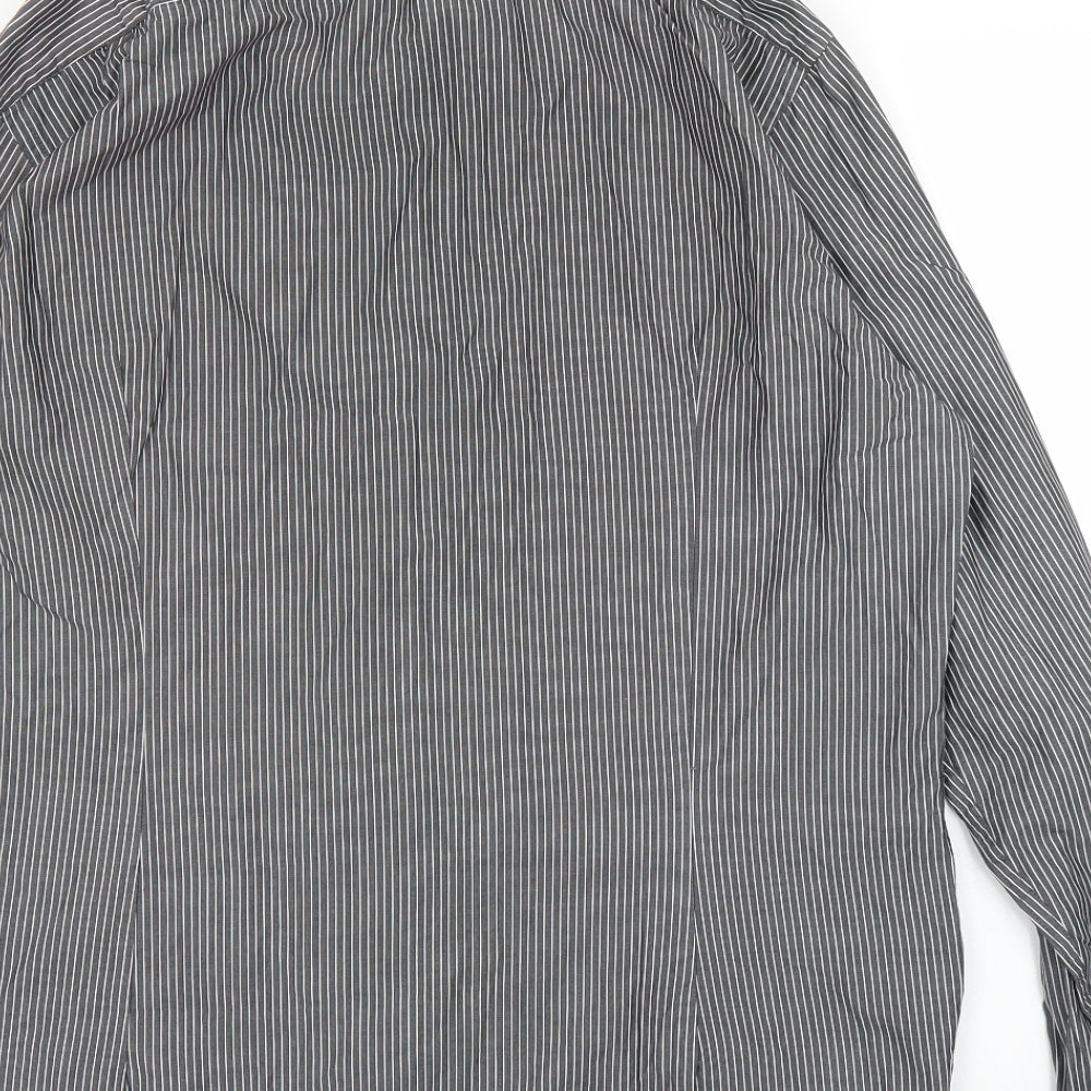 Arrow Mens Grey Striped   Button-Up Size 17