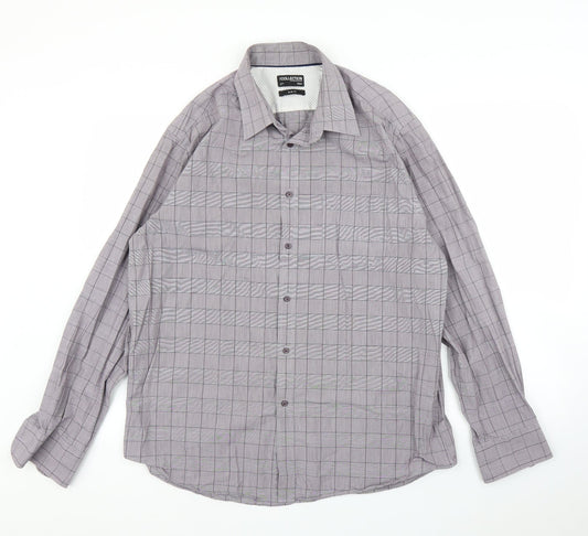 Mens UK Size 17 Debenhams Purple  Button-Up Long Sleeve Casual Shirt