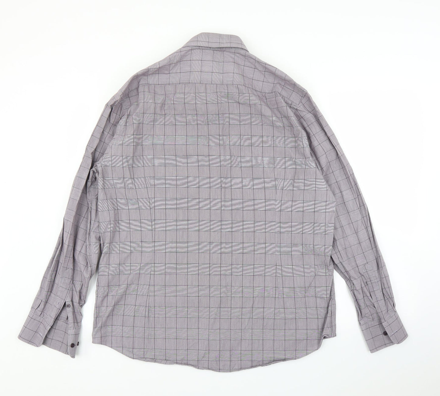 Mens UK Size 17 Debenhams Purple  Button-Up Long Sleeve Casual Shirt