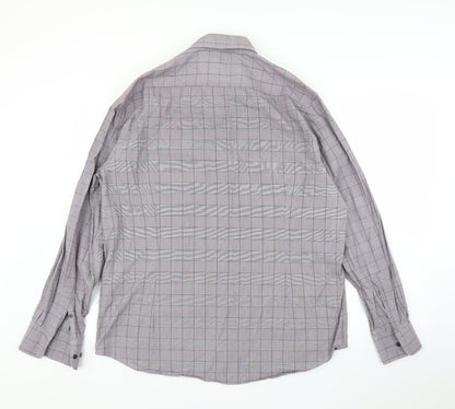 Mens UK Size 17 Debenhams Purple  Button-Up Long Sleeve Casual Shirt
