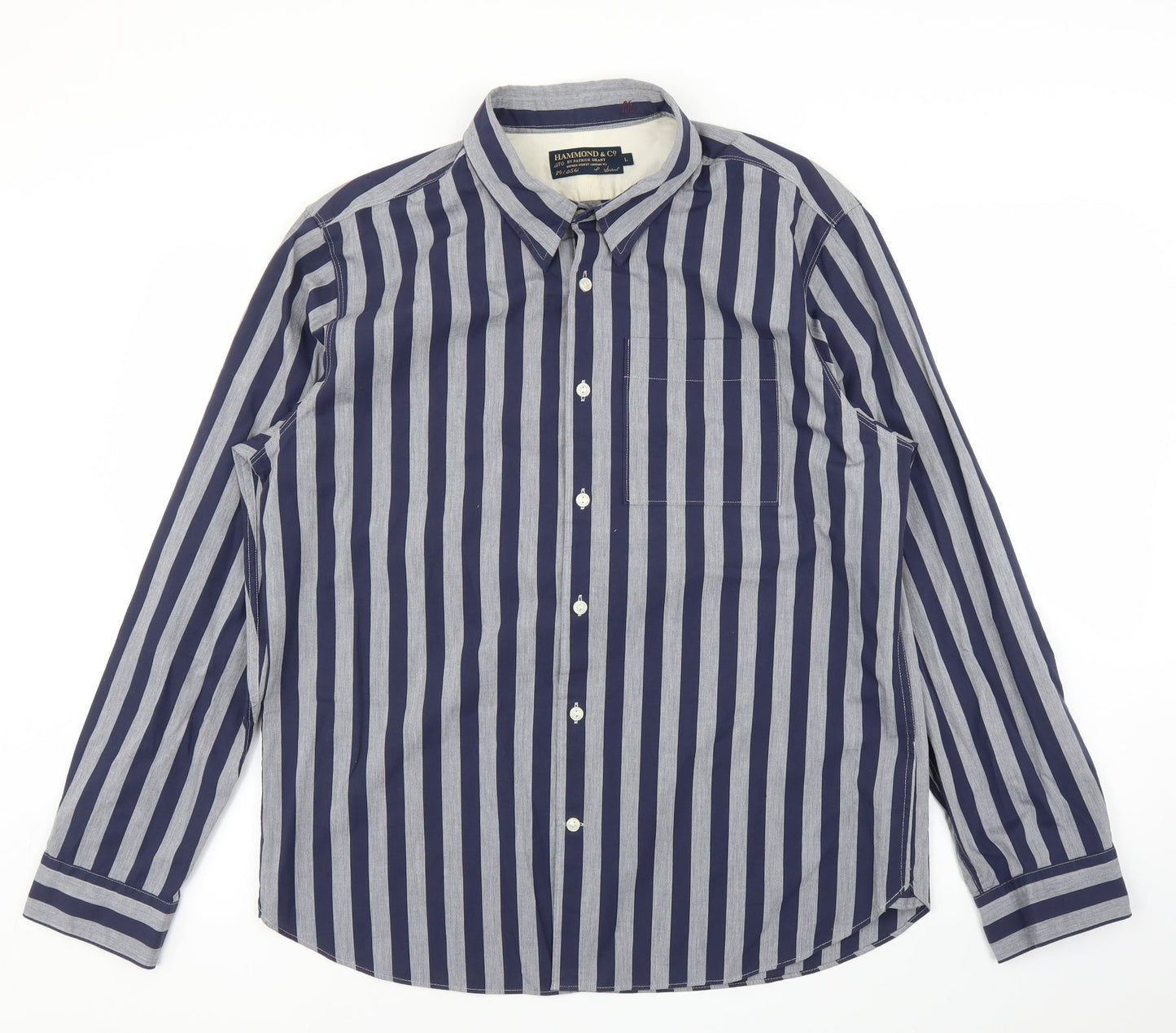 Mens UK Size L Hammond & CO Blue  Button-Up Long Sleeve Casual Shirt