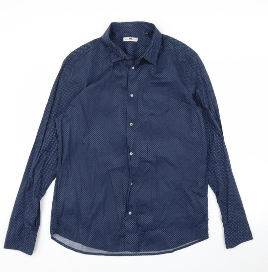 Asso Di Cuori Mens Blue    Button-Up Size L