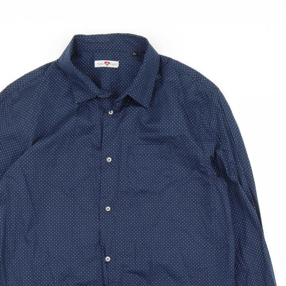 Asso Di Cuori Mens Blue    Button-Up Size L