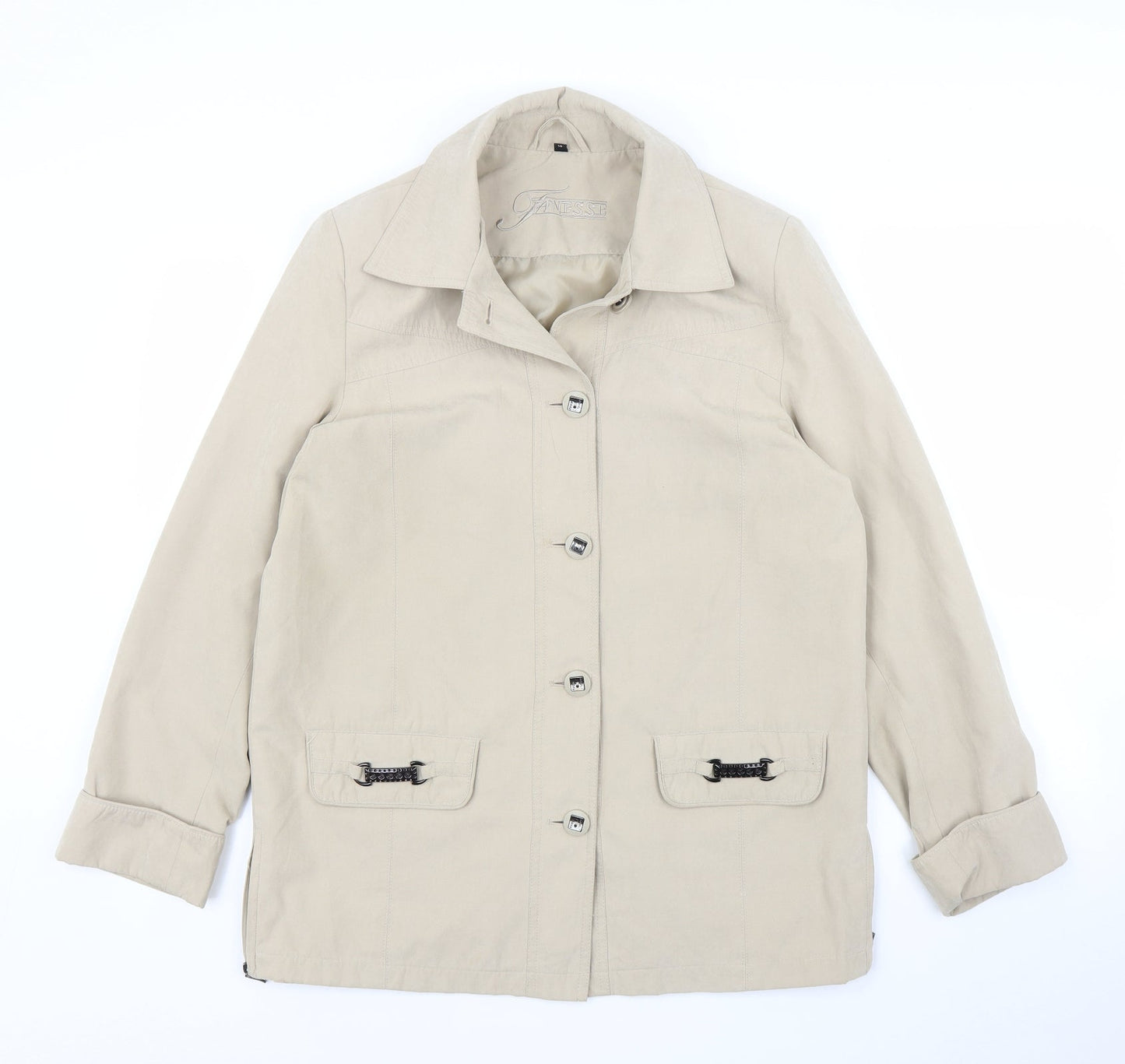 Womens UK Size 10 Finesse Beige Overcoat