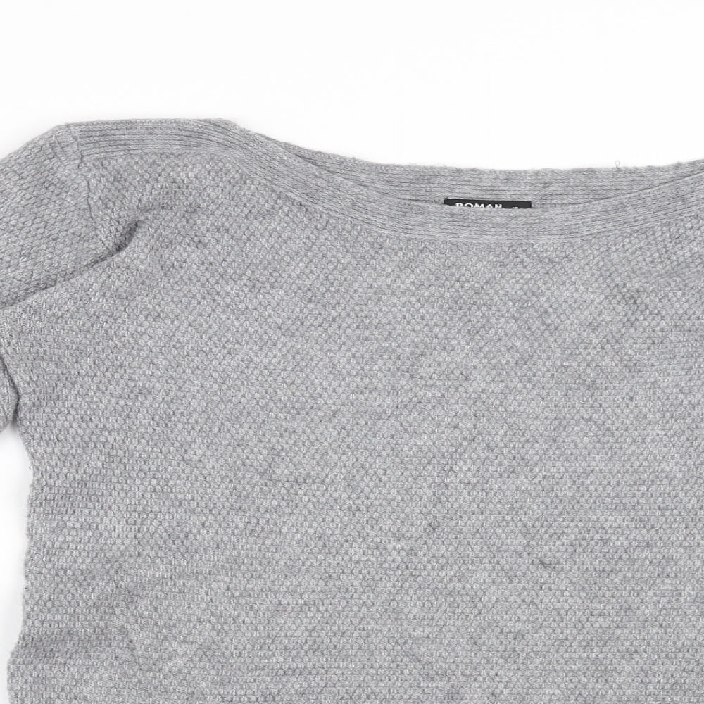 Close-up detail of Roman women’s grey pullover sweatshirt, size UK 10