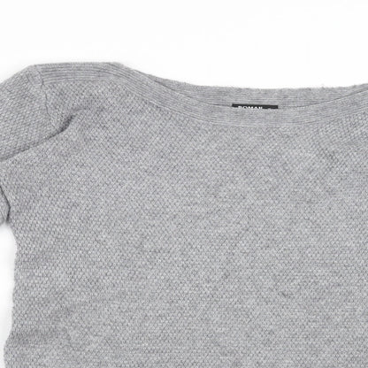 Close-up detail of Roman women’s grey pullover sweatshirt, size UK 10