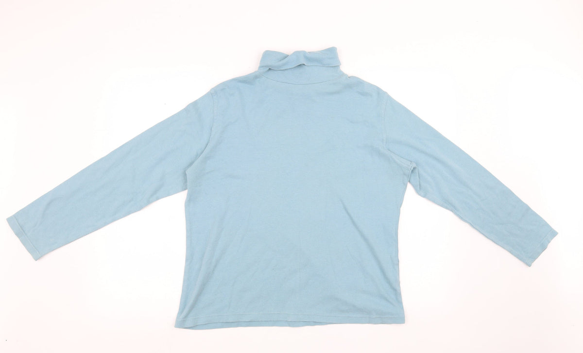Additional front view of EMW women’s blue pullover sweatshirt, size L