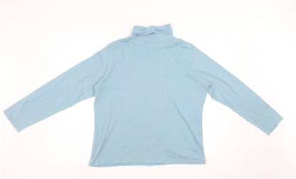 Additional front view of EMW women’s blue pullover sweatshirt, size L