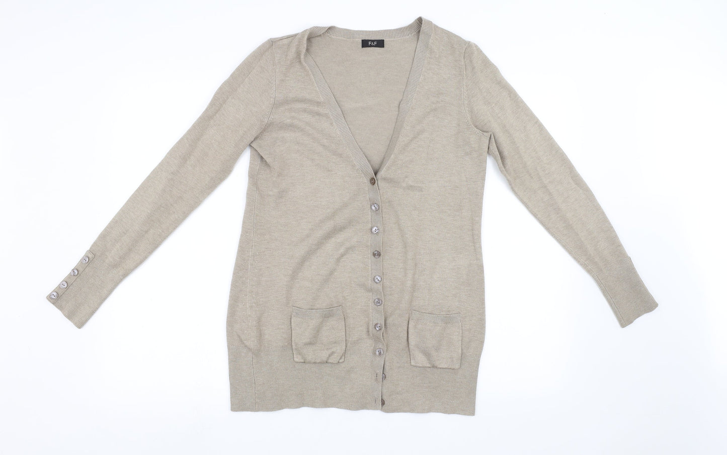 Womens UK Size 12 F&F Brown Cardigan Jumper