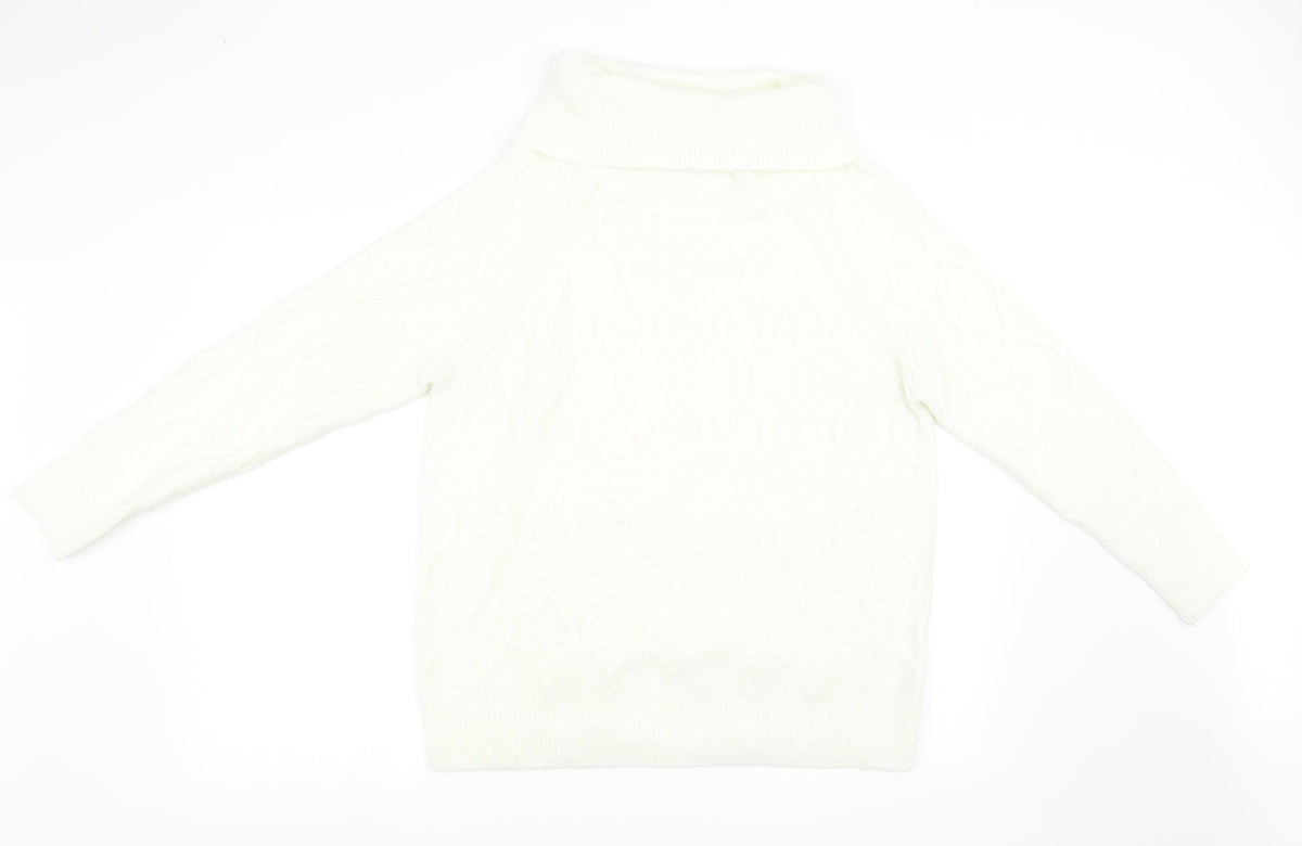 Nutmeg Womens White  Knit Pullover Sweatshirt Size 16