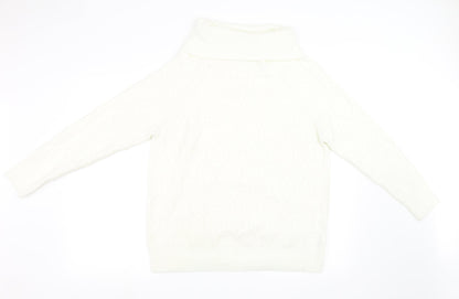 Nutmeg Womens White  Knit Pullover Sweatshirt Size 16