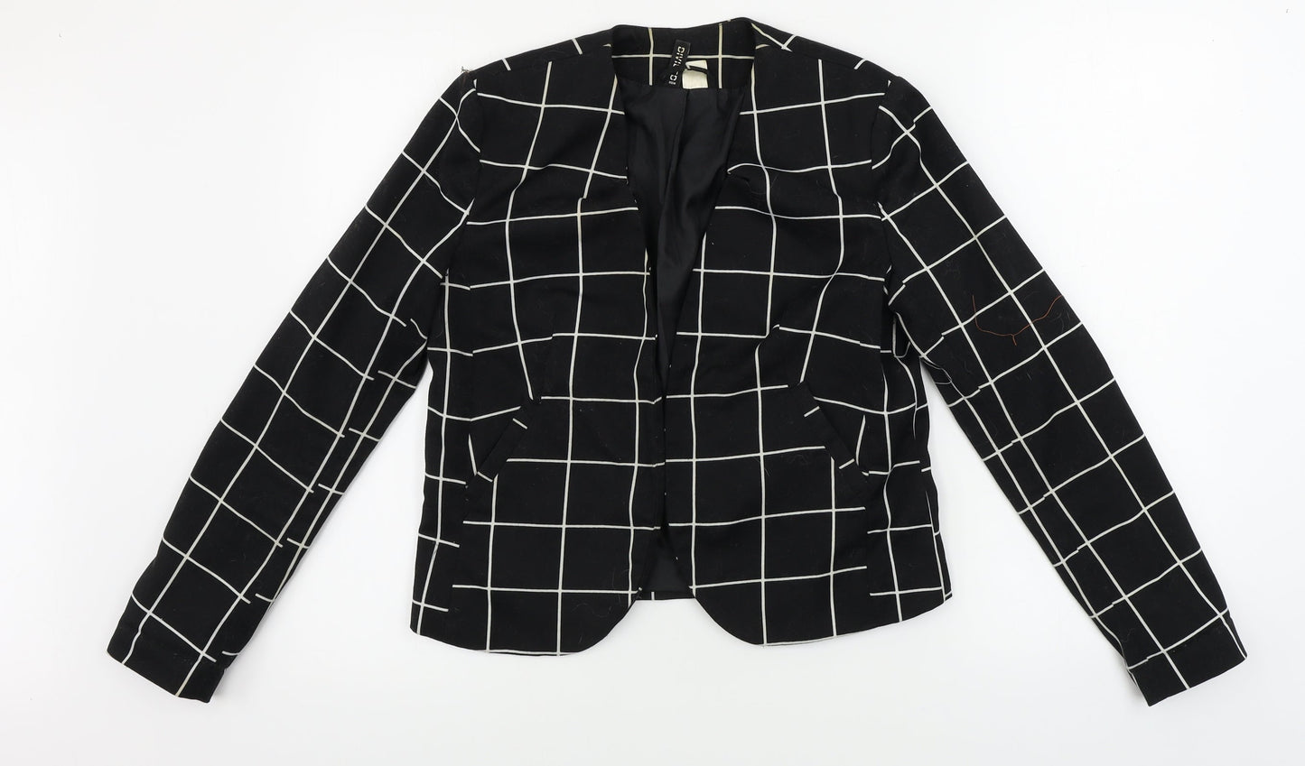 H&M  Womens Black Check  Jacket Blazer Size 14