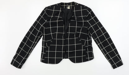 H&M  Womens Black Check  Jacket Blazer Size 14