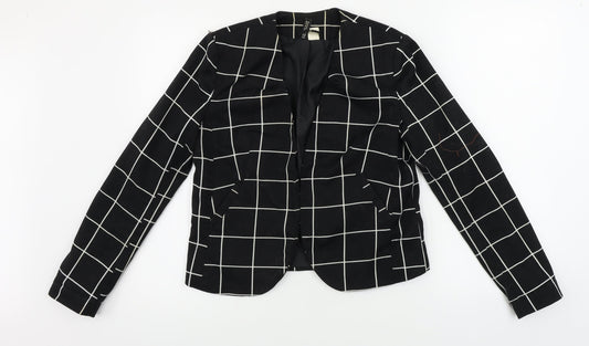 H&M  Womens Black Check  Jacket Blazer Size 14