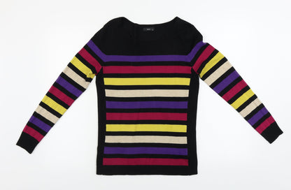 M&Co Womens Black Striped  Pullover Jumper Size 10