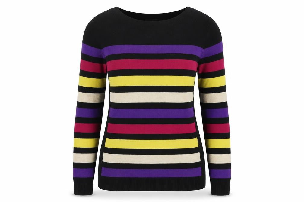 M&Co Womens Black Striped  Pullover Jumper Size 10