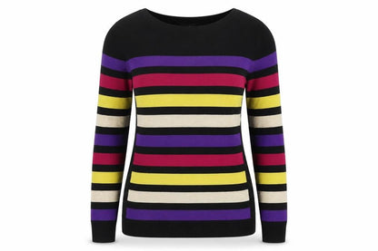 M&Co Womens Black Striped  Pullover Jumper Size 10