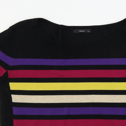 M&Co Womens Black Striped  Pullover Jumper Size 10