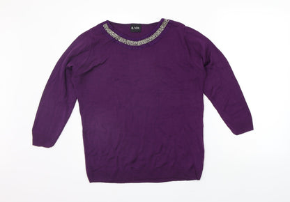 B. You Womens Purple   Pullover Jumper Size 14