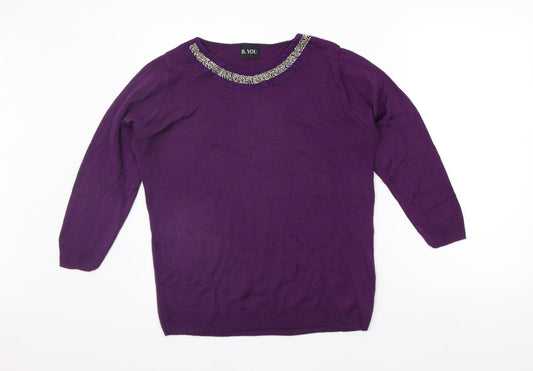 B. You Womens Purple   Pullover Jumper Size 14