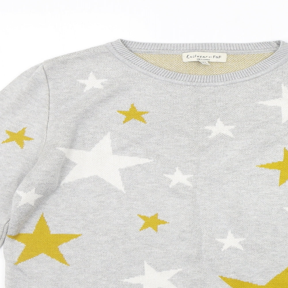 F&F Womens Grey Geometric  Pullover Jumper Size 6