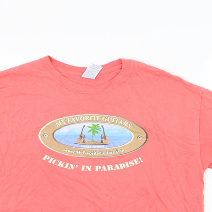 Womens UK Size L Gildan Pink Basic T-Shirt