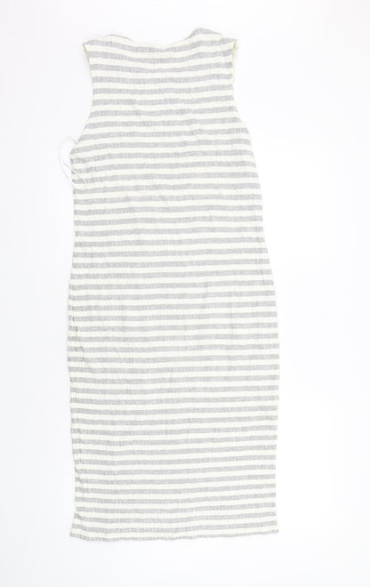Marks and Spencer Womens Grey Striped  A-Line  Size 12