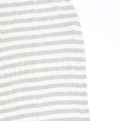 Marks and Spencer Womens Grey Striped  A-Line  Size 12