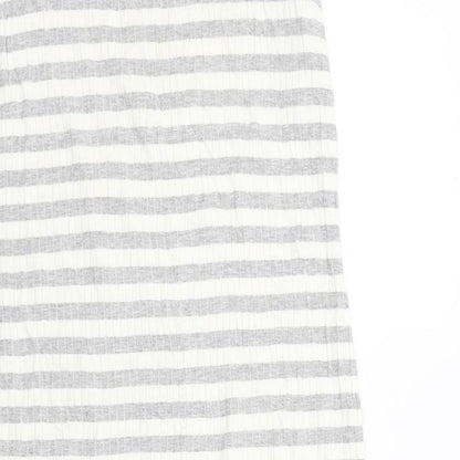 Marks and Spencer Womens Grey Striped  A-Line  Size 12