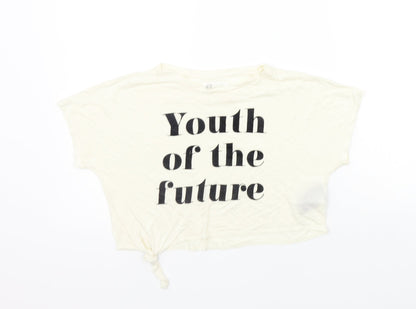 H&M Girls White   Basic T-Shirt Size 9-10 Years