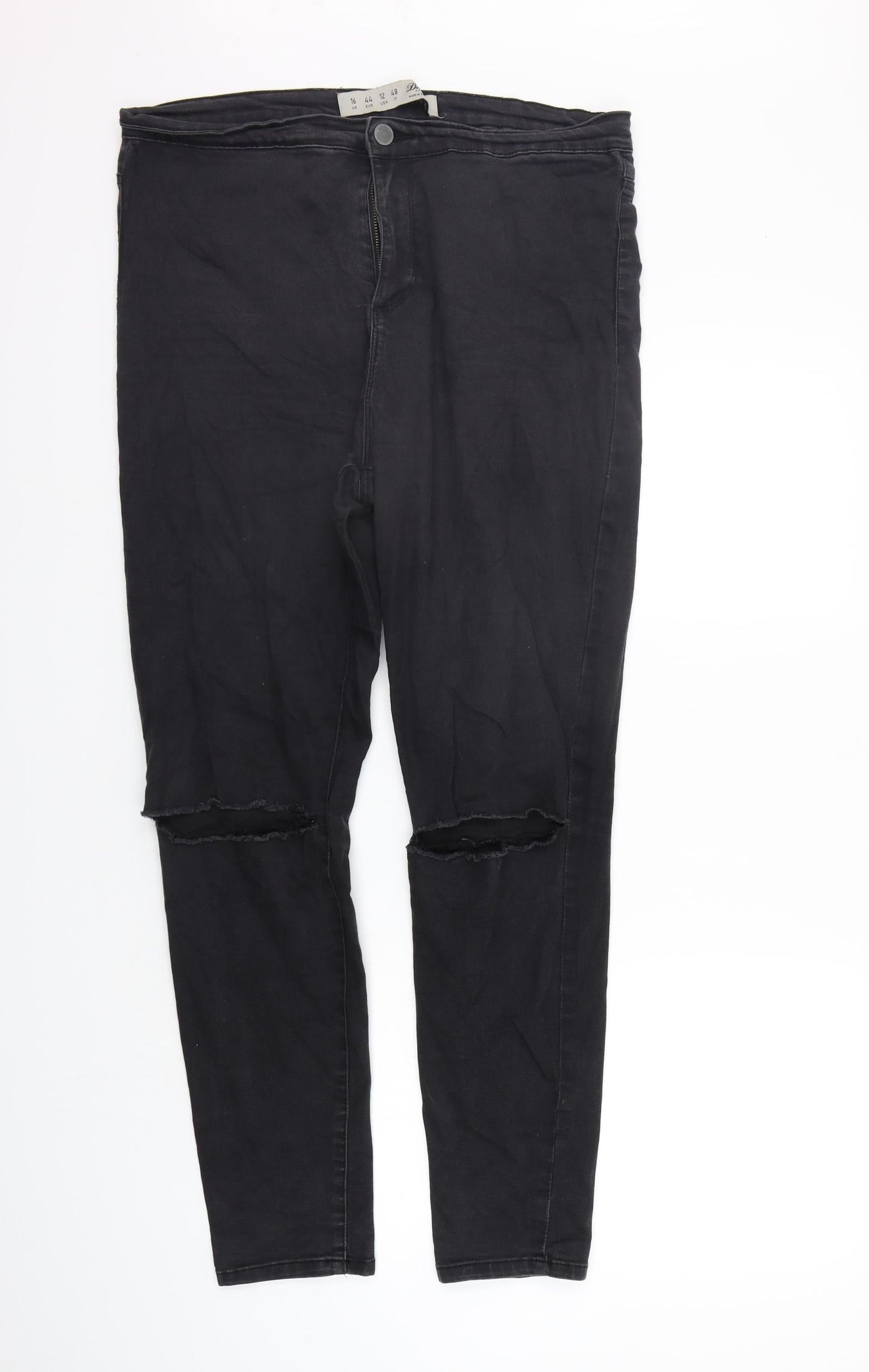 Womens UK Size 16 deniem co Regular Fit Straight Black Jeans