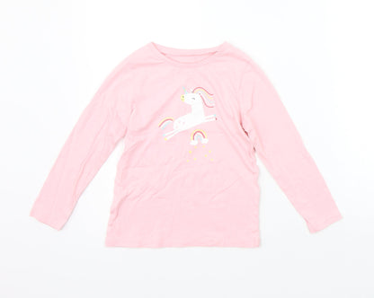 George Girls Pink   Basic T-Shirt Size 6-7 Years