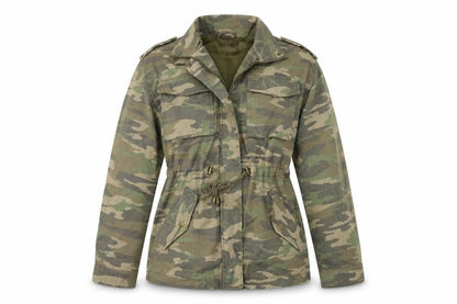 Front view of Atmosphere women’s green geometric jacket coat, size UK 4