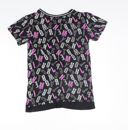 F&F Girls Black Floral  Basic T-Shirt Size 8-9 Years